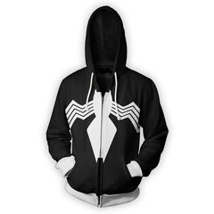 Unisex Spider Digital Print Cosplay Zipper Loose Hoodie