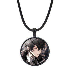 Versatile Anime Pendant Leather Rope Necklace