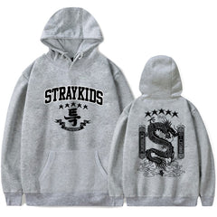 SKZ Pattern Printed Drawstring Hoodie