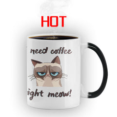 Creative I Need Coffee Cat Color Changing Mug