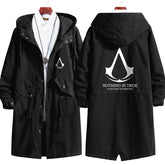 Trendy Game Logo Hooded Long Trench Coat