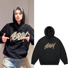 TXT Album GGUM Leopard Print Pullover Hoodie