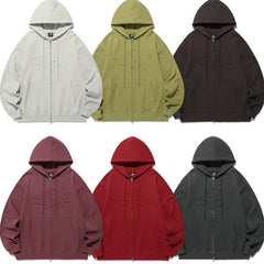 Korean Style Niche Patch Design Zipper Hoodie