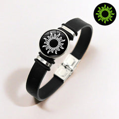 Sun and Moon Couple Leather Luminous Bracelet