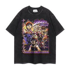 Retro Jojo Anime Short-sleeved Washed T-shirt
