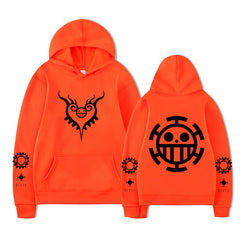 Casual Anime Logo Print Loose Hoodie