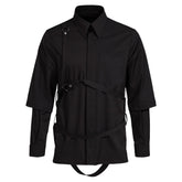 Men's Fake Two-piece Strap Bundled Shirt