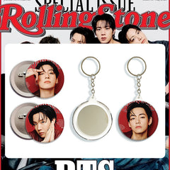 BANGTAN Magazine Tinplate Badge Mirror Keychain