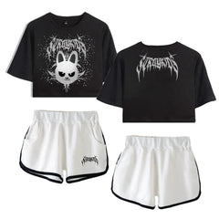 SKZ Women's Short-sleeved Crop Top Shorts