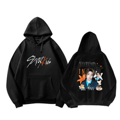 SKZ Cartoon Pattern Print Fleece Pullover Hoodie