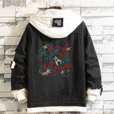 EN- World Tour Print Loose Hooded Denim Jacket