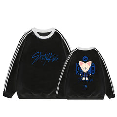 Karma Cartoon Doll Stripe Cotton Sweatshirt