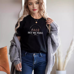 Trendy Girls' Set Me Free Face Print T-shirt