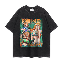 Trendy Luffy Cotton Washed Short-sleeved T-shirt