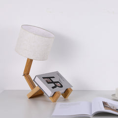 Creative Solid Wood Robot Desk Lamp