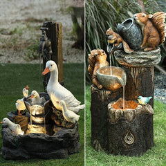 Squirrel Duck Running Water Solar Energy Courtyard Decoration
