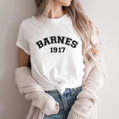 Women's Barnes 1917 Letter Loose Round Neck T-shirt