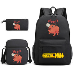 Pochita School Bag Three-piece Backpack