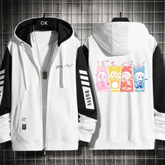 Unisex Cute Anime Cos Zipper Hooded Jacket