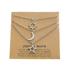 Sun Moon Star Stainless Steel Necklace