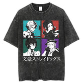Retro Anime Printed Cotton Washed Short-sleeved Top