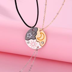 Star Moon Sun Splicing Pendant Necklace