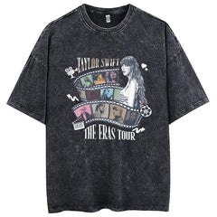 Unisex Washed Retro Taylor Cotton Loose T-shirt