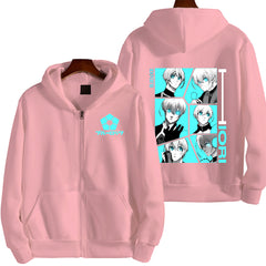 Unisex Anime Printed Zip Up Hoodie