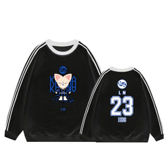 Karma Cartoon Doll Stripe Crew Neck Sweatshirt