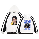 Unisex Kpop Album Fleece Color Block Hoodie