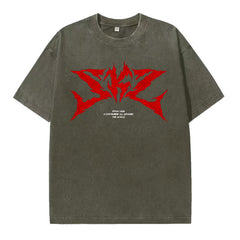 DOMINATE TOUR Printed Washed Short-sleeved T-shirt