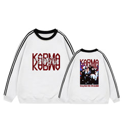 KARMA Album College Stripe Crew Neck Sweatshirt