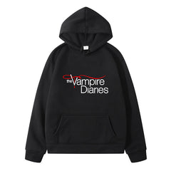Unisex TVD Logo Print Loose Casual Hoodie