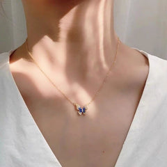 S925 Silver Gradient Blue Butterfly Necklace