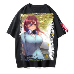 Women's Anime Short-sleeved Black T-shirt