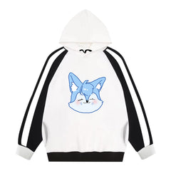 Cartoon SKZ Print Color Block Hoodie