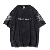 Unisex Suga Kpop Print Washed T-shirt