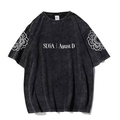 Unisex Suga Kpop Print Washed T-shirt