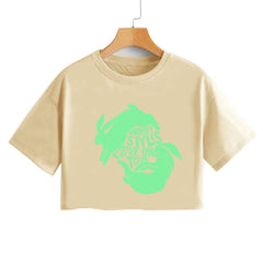 Letter Short Sleeve Cropped T-shirt