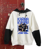 KPOP KARMA Logo Black and White Sleeves Hoodie