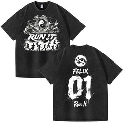 SKZ World Tour Run It Number Printed Washed Tee