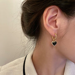 Black Heart Drop Earrings