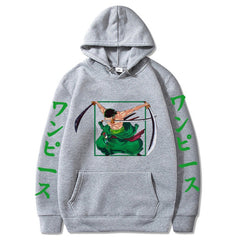 Men's Zoro Anime Print Pullover Hoodie