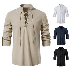 Men's Stand-up Collar Long-sleeved Shirt