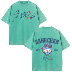 BANGCHAN KPOP Cotton Loose Washed T-shirt