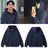 Yeonjun Solid Color Zipper Hoodie