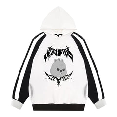 KPOP Cartoon Logo Print Color Block Hoodie