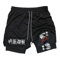 Casual Anime Printed Drawstring Sports Shorts
