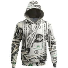 Unisex Money Digital Print Pullover Hoodie