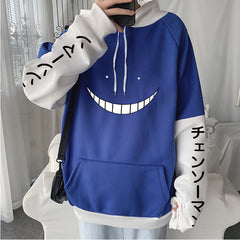 Unisex Anime Smiley Face Print Pullover Hoodie